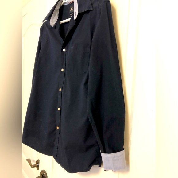 Black all cotton long button up shirt, unisex, cool cuffs, medium - Picture 4 of 8